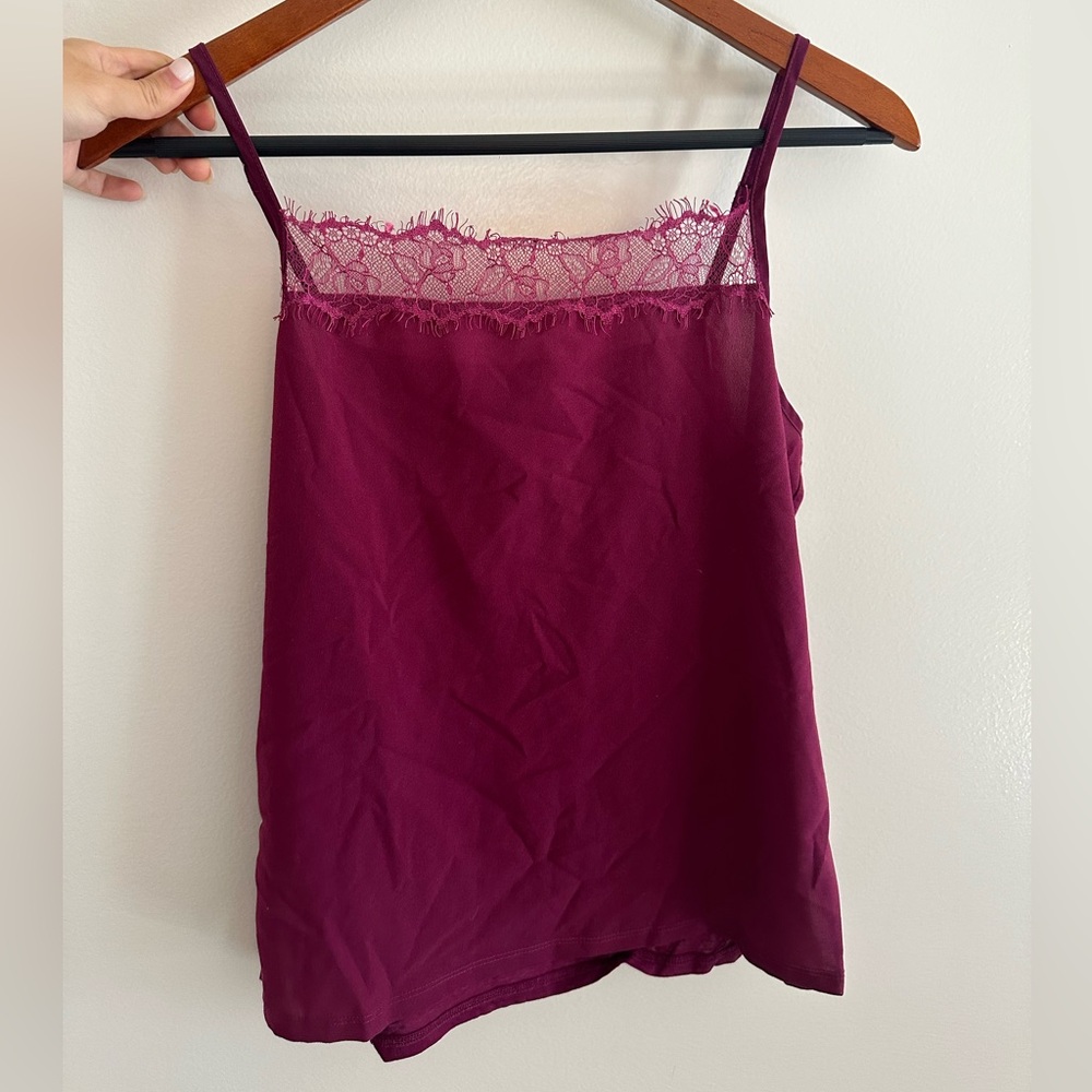 French connection burgundy lace cami size small